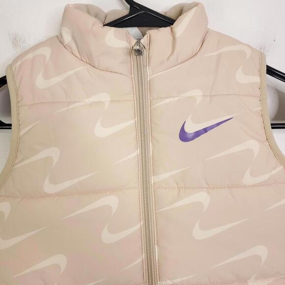 Nike Vest Kids 6x Large Puffer Full Zip Up Graphic Logo - Picture 2 of 8